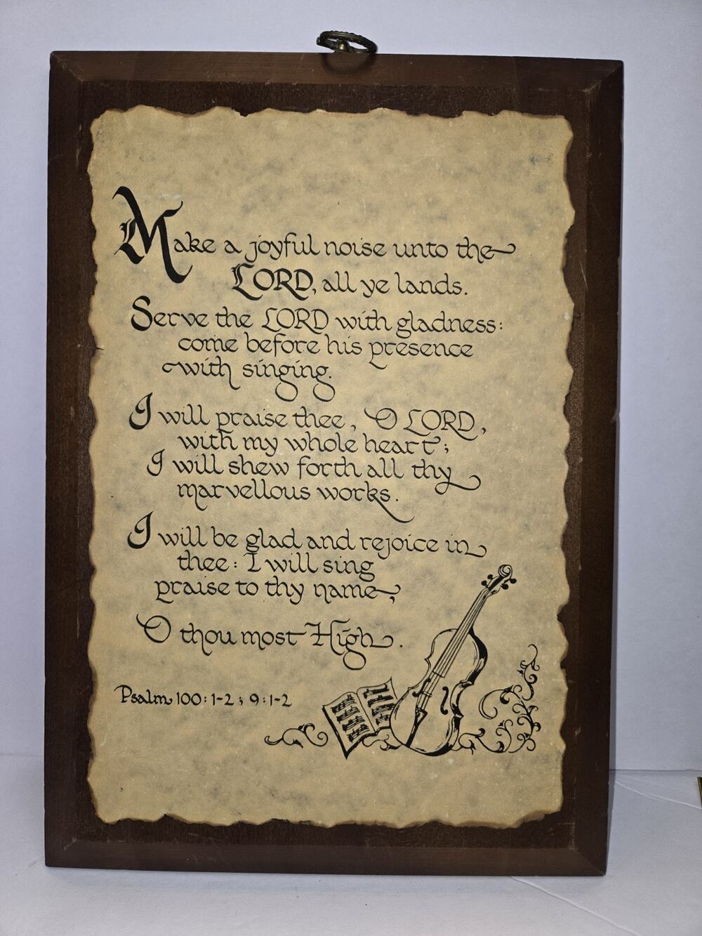 Vintage Psalm 100 Verse On Religious Wood Plaque Christian Catholic Handmade